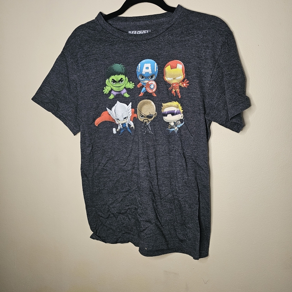 Marvel Avengers Chibi Captain America Ironman Hulk Hawkeye Nick Fury Small Tee